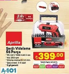 APRİLLA ŞARJLI VİDALAMA 55 PARÇA APRİLLA ŞARJLI VİDALAMA 55 PARÇA